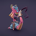 Cute Pink Dragon Character Wearing Blue Hat Holding Glowing Bottle With Scroll