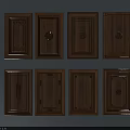 Wooden Door Panels With Various Carved Patterns On Gray Background 3d model