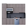 Modern Kitchen Interior With Gray Cabinets Microwave Dishwasher Sink And Countertop 3d model