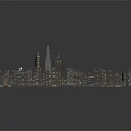 Detailed Urban City Model with High Rise Buildings and Snow Covered Architecture