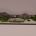 Karesansui Japanese Rock Garden with Rocks Pine Tree and Small Plants in Minimalist Landscape Design