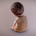 Vintage Baby Doll With Worn Cloth Outfit Sitting In Classic Pose