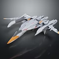 Futuristic Fighter Jet 3D Model With Sleek White Gray And Orange Design
