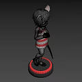 Cute 3D Cartoon Mouse Character With Large Ears Black Short Hair And Red White Vest