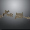 Ancient Architectural Ruins With Scattered Stone Blocks And Fragmented Structures 3d model