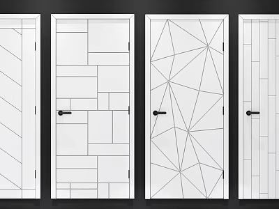 Modern Hinged Doors Featuring Geometric Patterns And Line Designs For Interior 3d model