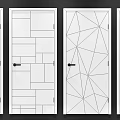 Modern Hinged Doors Featuring Geometric Patterns And Line Designs For Interior 3d model