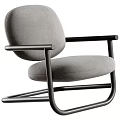 Modern Soft Fabric Leisure Chair With Sleek Metal Armrest Frame For Cozy Home Living Space