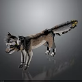 3D Fantasy Fox Character Creature with Gray White Fur Yellow Tail Tip and Body Markings
