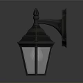Classic Black Metal Outdoor Wall Lantern With Glass Shade And Decorative Top