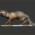 Realistic Red Fox Game Movie Character Sculpture With Orange Base And Dark Background