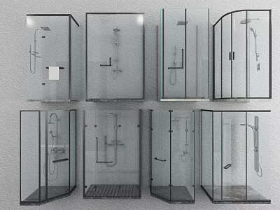 Elegant Glass Shower Sauna Enclosures Featuring Various Design Styles For Bathrooms 3d model
