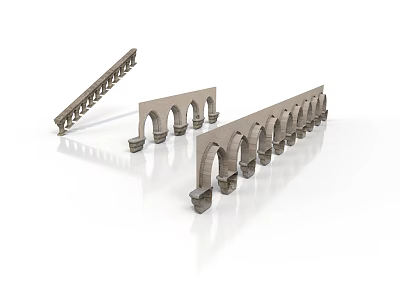 Detailed Arched Architectural Models Featuring Multiple Arches And Support Columns 3d model