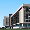 Modern Office Building Exterior Design With Glass Curtain Wall Multiple Floors And Street View