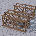 Construction Site Wooden Scaffolding Frames as Support Structures on Tiled Ground