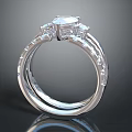 Elegant Diamond Ring With Central Stone And Side Accents On Double Band 3d model
