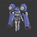 Sci Fi Robot Character With Blue Mechanical Arms And White Body Design 3d model