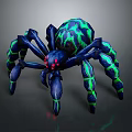 Vibrant Blue Green Spider With Red Glowing Eyes Fantasy Creature Design