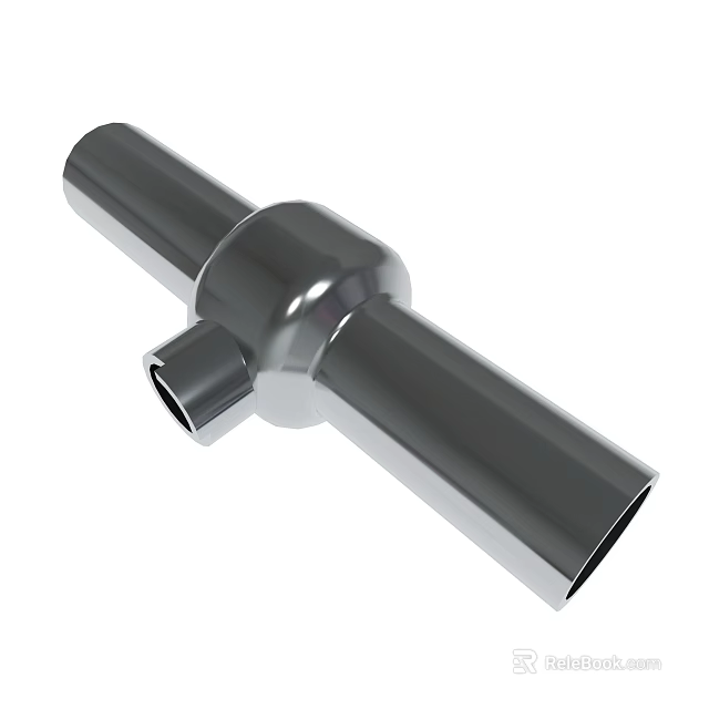 Polished Stainless Steel Three Way Pipe Fitting For Industrial Plumbing Use 3d model 