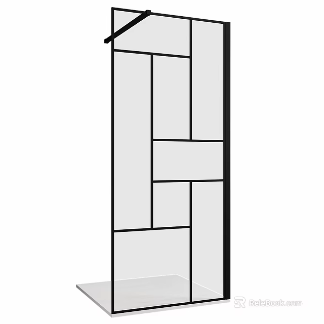 Modern Shower Sauna Interior Design With Glass Partition And Metal Frame 3d model 