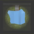 Small Structure With Blue Roof Red Brick Walls Blue Pillars Gray Base And Green Grass