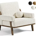 Beige Upholstered Armchair with Wooden Armrests Legs and Multiple Color Options