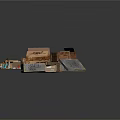 Industrial Storage Setup With Stacked Cardboard Boxes And Metal Plates