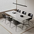 Modern Office Desk With Black Chairs And Minimalist Tabletop Items Under Ceiling Lamp And Blinds