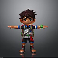 3D Boy Character Design With Brown Spiky Hair Backpack And Outstretched Arms