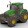 Green John Deere Tractor With Large Tires And Yellow Rims Cab Design Features