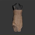 Orange Vertical Striped Bodysuit On Black Mannequin Daily Life Essential Wear