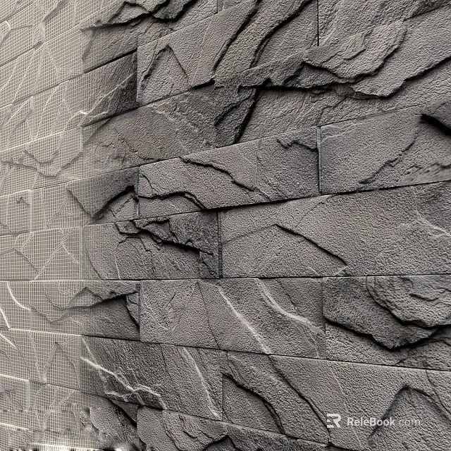 Gray Textured Stone Wall With Irregular Pattern And Natural Surface Design 3d model 