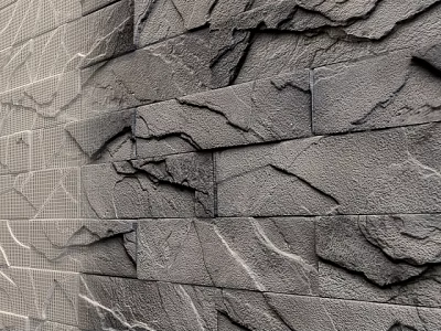Gray Textured Stone Wall With Irregular Pattern And Natural Surface Design 3d model
