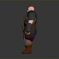 Red Haired Female Warrior In Armor With Shield And Brown Boots 3d model