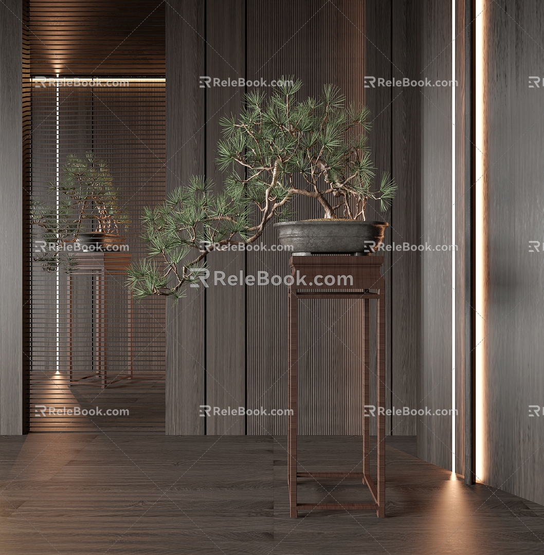 New Chinese Style Green Plant Potted Plant Green Plant Potted Plant Welcome Pine Pine 3d model