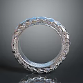 Elegant Silver Fashion Ring With Intricate Embossed Pattern And Shiny Surface 3d model