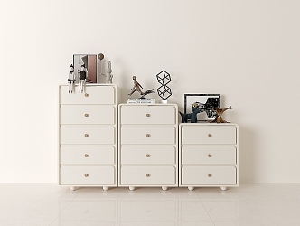 Simple Cream Style Chest of Drawers Storage Cabinet Bedroom End Cabinet Living Room Wall Drawer Cabinet French Drawer Cabinet Storage Cabinet Vertical Cabinet 3d model