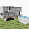 Modern Vacation Rental Building With Concrete Cantilevered Design Surrounded By Trees And Large Windows