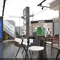 Elegant Modern Store Interior With Display Area Sofa Green Plants And Marble Countertop Display Cabinets
