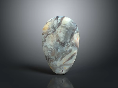 Natural Stone Artisan Piece With Smooth Teardrop Shape And Unique Gray Brown Texture 3d model