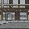 Modern Building Main Entrance Gate With Glass Doors And Canopy Facade