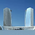Modern Twin Office Towers With Green Roofs And Curved Connecting Structure