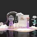Check in Photo Spot with Purple Gumball Machine Ladder Bench Clouds and Come Live Happiness