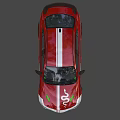Red Sports Car With White Stripes Number 55 And Racing Design Features