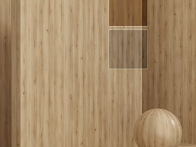 Wooden Decorative Components With Wall Paneling Various Grain Patterns And Sphere Decoration 3d model