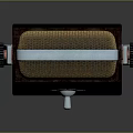 Vintage Speaker Design With Metallic Mesh Front Brown Base Control Knobs And Classic Button 3d model