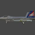 Gray Camouflage Fighter Jet With Missiles Under Wings Tail Insignia And Transparent Cockpit