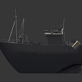 Detailed White Wooden Boat Featuring Deck Superstructure Railing And Antenna Details 3d model