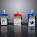 Vintage Fuel Dispenser Models Featuring Esso Benzina And Agip Logos On