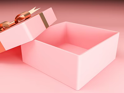 Pink Open Hinged Door With Golden Bow Decoration And Smooth Surface Design 3d model